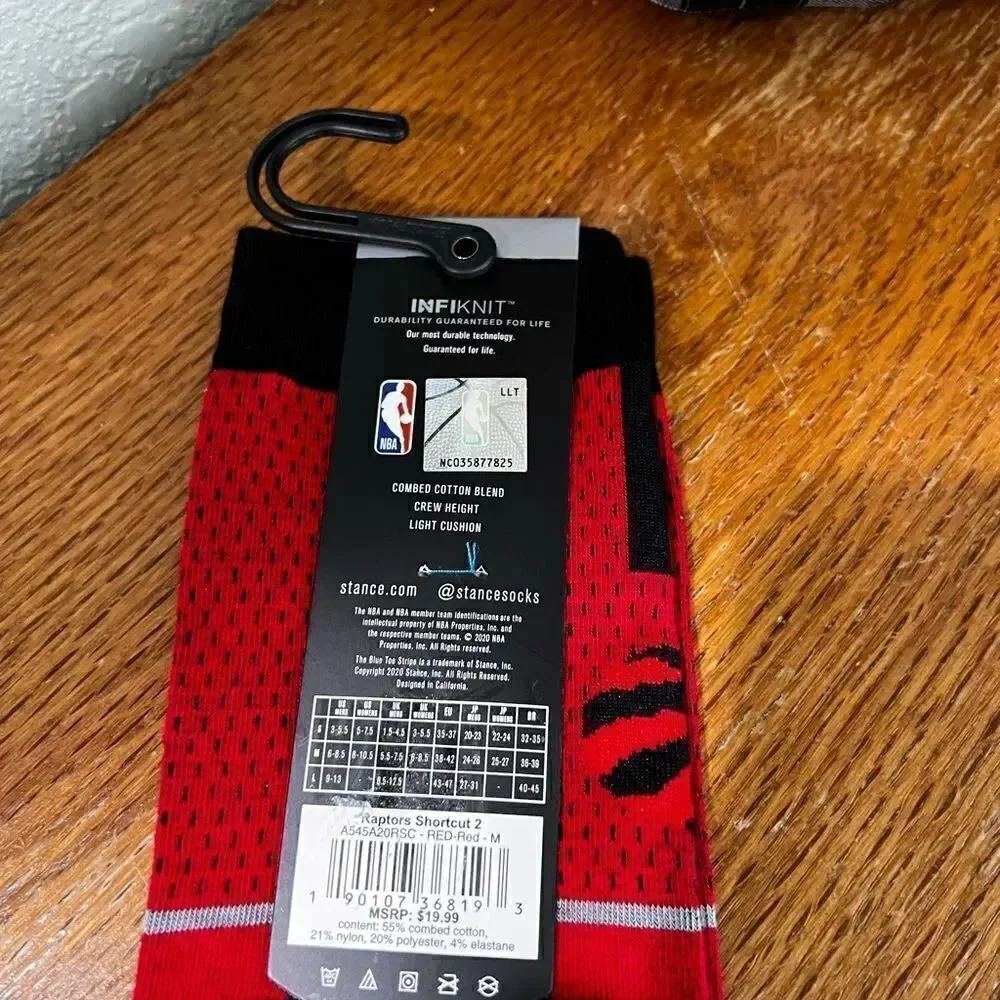 NWT Stance Black & Red Casual NBA Raptors Socks Men 6- 8.5 Women 8 -10.5 #S4